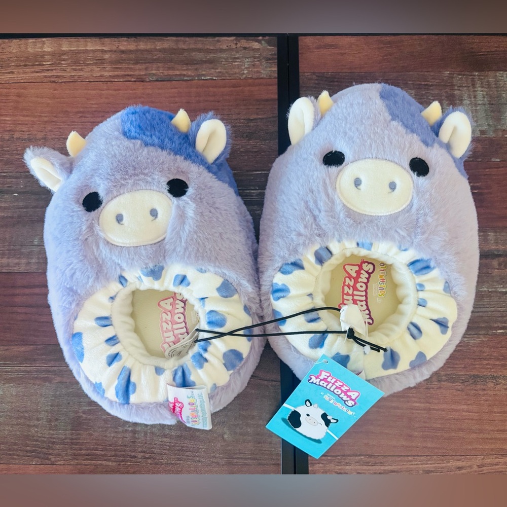 Fuzz-A-Mallows Squishmallow Slippers - Lilac Cow